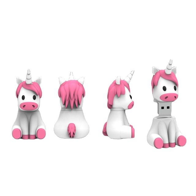 New design custom 3D PVC Unicorn style usb flash drive Cartoon Usb 2.0 Stick Flash Memory Drive