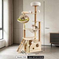Arbre à chat tout-en-un avec condo et capsule spatiale, griffoir en sisal et jouets pour chats, tour à chat moderne multi-niveaux