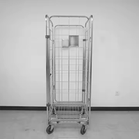 Conteneur à roulettes en acier pliable à quatre roues, robuste, pour entrepôt, capacité de 500 kg, facile à déplacer