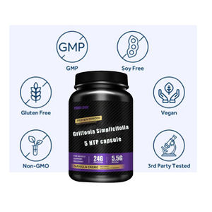 Private Label aminoacido <span class=keywords><strong>5</strong></span>-idrossitriptofano pillola integratore a base di erbe Sleeping <span class=keywords><strong>5</strong></span>-<span class=keywords><strong>HTP</strong></span> capsule - Product Image 3