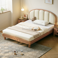 660208 Lit pour enfants rembourré en tissu, cadre en bois de chêne blanc massif, écologique, durable, meubles de chambre à coucher