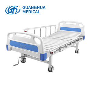 Tempat Tidur Rumah Sakit Manual Biru dengan Satu Engkol, Bahan Besi ABS, Furnitur <span class=keywords><strong>Stretcher</strong></span> Manual, Garansi Bersertifikat ISO 3 Tahun, Tempat Tidur Perawatan - Product Image 1