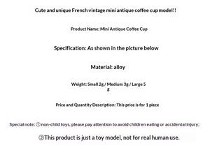 Miniature 1:12 : Accessoires de maison de poupée style palais médiéval rétro français, tasse à café en relief miniature - Product Image 3