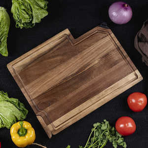 Tabla de cortar de madera de acacia rectangular multifuncional para carne, verduras, pizza y bistec - Product Image 1