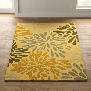 Tapis à motif floral jaune foncé, design moderne et créatif multicolore, tapis décoratif de haute qualité en provenance d'Inde - Product Image 4