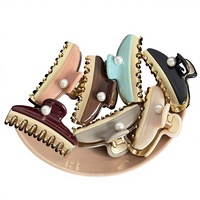 Nouvelle pince à cheveux OEM en acétate, ornée de perles de haute qualité, faite à la main, simple, style requin, accessoires pour cheveux pour femmes