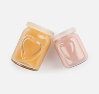 Mini pot à dessert en verre transparent de 100 ml, 150 ml, 250 ml, avec couvercle, motif cœur en relief, pour yaourt et pouding