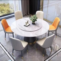 Ensemble table à manger et chaise en pierre de style italien minimaliste moderne, design circulaire tournant pour le salon