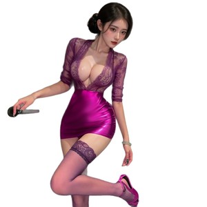 Sexy Lingerie Bodycon Dress Women Red Lace Black Leather Look Professional Costume Fancy Dress Role Play Outfit - Product Image 4