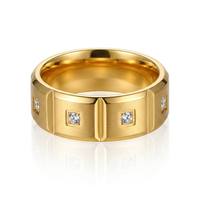 Herren Edelstahl Zirkon Ring Breiter Bandring Quadratischer CZ Statement-Ring Modeschmuck