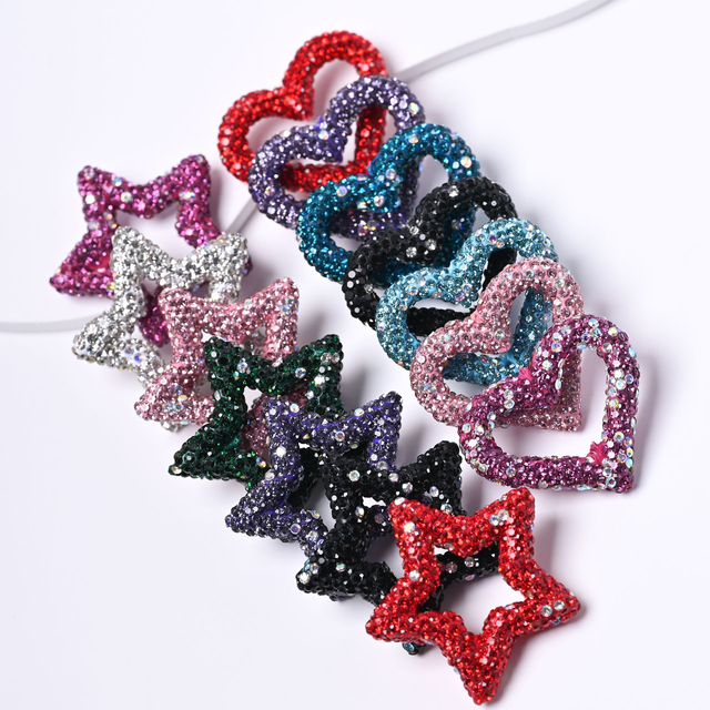 Luxury DIY Resin Heart Design Bling Crystal Charms for Phone Cases Jewelry Making Phone Back Shell Wedding Decor