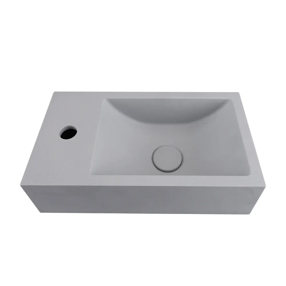 Lavabo rectangulaire en béton gris Cyan clair pour salle à manger, petite unité de salle de bain d'hôtel moderne