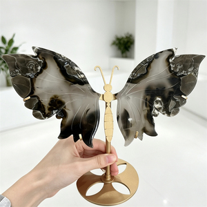 Esculturas de Alas de Piedras Preciosas Naturales al por Mayor: Mariposa, Ángel, Búho, Ángel de la Guarda, con Base, para Decoración del Hogar y Reventa - Product Image 4