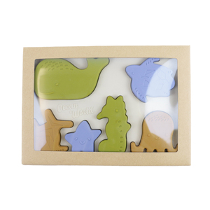 Baby Teether Ocean Marine Life Montessori Puzzle Silicone Animal Bricks BPA Free Toddler Toys Baby Teether Silicon Puzzle