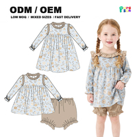 Ensemble décontracté floral pour bébé fille Puresun, haut à manches longues en coton doux à col volanté, bloomers kaki, 2 pièces, écologique, vintage