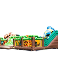 Château gonflable géant Commercial Jungle World Fun City en PVC, super grand, pour location en parc d'attractions