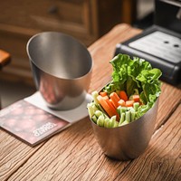 Bol à salade incliné rétro en acier inoxydable 304, style INS, pour usage commercial, compatible lave-vaisselle, idéal pour hot pot, barbecue et légumes