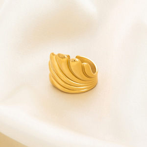 Fashion <b>Rings</b> Stainless Steel 18K Gold Plated Geometric Design For Women Party Jewelry - Product Image 2