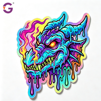 Autocollant holographique personnalisé avec logo, découpé, étiquette en vinyle imperméable, autocollant laser holographique arc-en-ciel, vente en gros