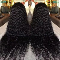 Wig rambut manusia Remy Brazilian Deep Wave tanpa lem, dengan lace depan transparan HD 13x4, kepadatan 250%, untuk wanita kulit hitam