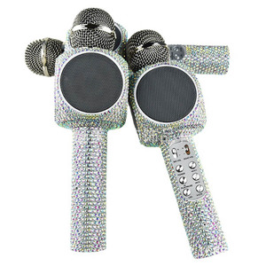 Sparkly Bling Rhinestones <span class=keywords><strong>Bluetooth</strong></span> Karaoke Micrófono Altavoz de mano portátil para todos los teléfonos inteligentes - Product Image 2