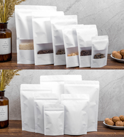 Sachet Doypack en papier kraft blanc avec fenêtre de présentation pour noix et thé, vente en gros