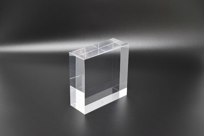 透明アクリルブロック 100mm×100mm×50mm 彫刻可能サインブロック