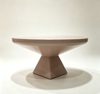Table basse moderne de style champignon, durable et portable, en bois massif, avec base triangulaire, finition gris mat, contemporaine