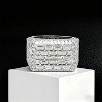 Bague Hip Hop en Argent 925 Certifiée GRA Couleur D, Moissanite Taille Émeraude Carrée VVS Iced Out pour Hommes, Passe le Testeur de Diamant