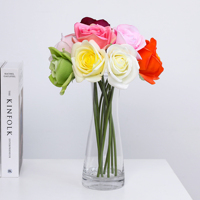 Rose artificielle à tête unique de haute qualité, effet toucher réel, revêtement en latex, vente en gros pour décoration intérieure, magasins, mariages et événements
