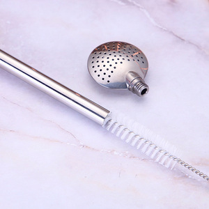 Paille en acier inoxydable avec filtre à yerba maté, cuillère à thé, ensemble cadeau, filtre à thé parfumé, cuillère à paille pour résidus - Product Image 4