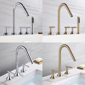 Ensemble <span class=keywords><strong>de</strong></span> robinets <span class=keywords><strong>de</strong></span> <span class=keywords><strong>baignoire</strong></span> romains avec douchette à main, montage sur pont large, robinets <span class=keywords><strong>de</strong></span> <span class=keywords><strong>baignoire</strong></span> à 5 trous, 3 poignées avec inverseur, remplisseur <span class=keywords><strong>de</strong></span> <span class=keywords><strong>baignoire</strong></span> - Product Image 6