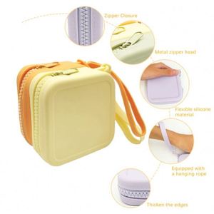 Stylish Mini Wallet for <b>Men</b> Ladies Geometric Pattern Silicone <b>Pouch</b> Coin Purses With Zipper Closure Accessory Bag - Product Image 2