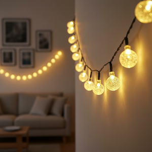 Guirlandes solaires d'extérieur 5m-50m IP65, boules de cristal à bulles, lumières de Noël et de fêtes avec corps en plastique pour jardin, fête, mariage - Product Image 1