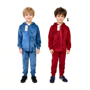 Tuta in Pile per Ragazzi Te169r con Zip Integrale e Cappuccio, Tinta Unita, Casual, per Autunno, con Tasche Laterali, Vestibilità Regolare, 100% Poliestere - Product Image 1