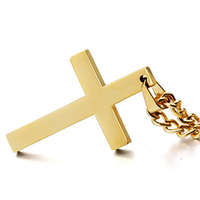 Collier de Croix pour hommes, Bijoux brésiliens en Acier Inoxydable, en or 14k, vente en gros