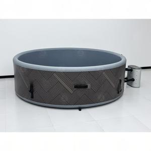 Bain à remous <span class=keywords><strong>gonflable</strong></span> rond pour 2 à 4 personnes, bain à remous chauffé portable avec jets d'air massants, <span class=keywords><strong>jacuzzi</strong></span> pour petit patio ou balcon - Product Image 2