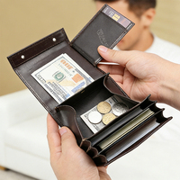 BULLCAPTAIN Dompet Kartu Kulit Asli Minimalis Tipis 4 Inci dengan Ritsleting, Anti RFID, untuk Kartu Kredit 30mm