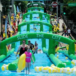 Tobogán de agua inflable, deslizamiento, fábrica de China, ciudad