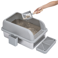 Litière pour chat en acier inoxydable personnalisable en gros avec couvercle en PP à haute absorption