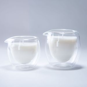 Soy <b>Wax</b> Candle Double Layer Borosilicate Glass With Spout Home Decoration Round Cup Shaped - Product Image 1