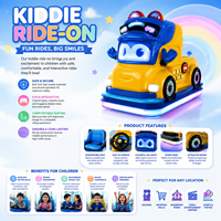 Manège pour enfants à monnayeur Joy2fun, voiture de parc d'attractions pour enfants, en fibre de verre avec éclairage LED, machine de jeu d'arcade 110V 220V