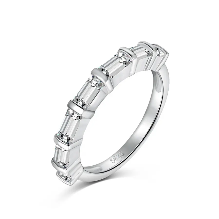 خاتم من الفضة الإسترلينية S925 للزيركون للنساء خاتم مرصع بالماس يمكن تكديسة بعضهما فوق بعضه لارتداؤه على الأصابع بجودة عالية