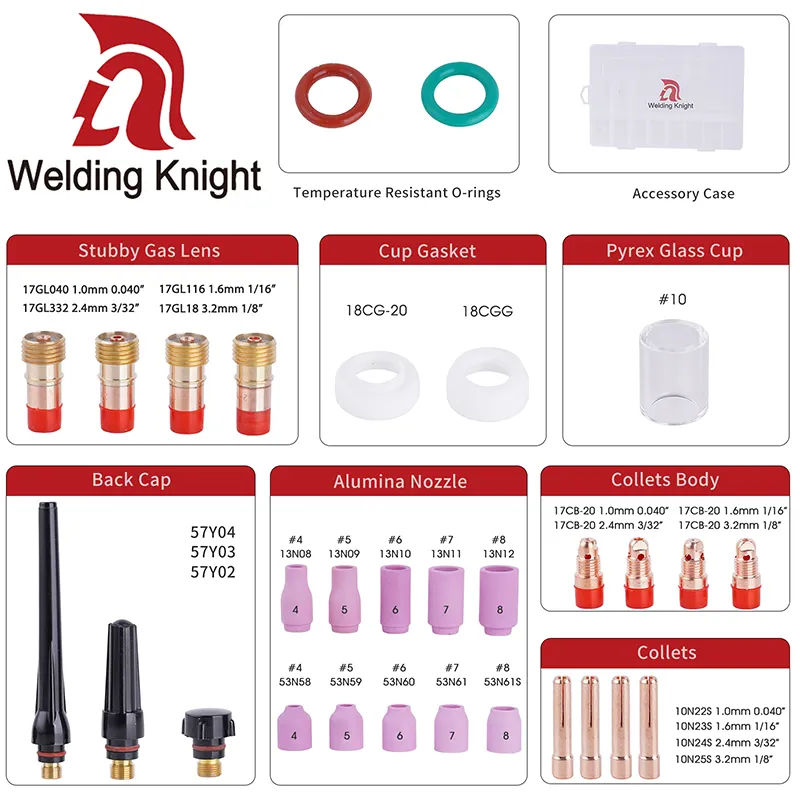 Wanshida Las SR17/18/26 Tig Las Obor Kit untuk Dijual Aksesoris Tig Suku Cadang Wp17/18/26 Argon Las Obor