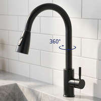 Robinet de cuisine moderne en acier inoxydable à poignée unique et à trou unique avec cartouche céramique et fonction Sense
