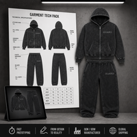 Ensemble sweat à capuche zippé et pantalon de survêtement noir délavé personnalisé pour homme, style streetwear, fournisseur de vêtements en gros OEM ODM avec logo et marque privée