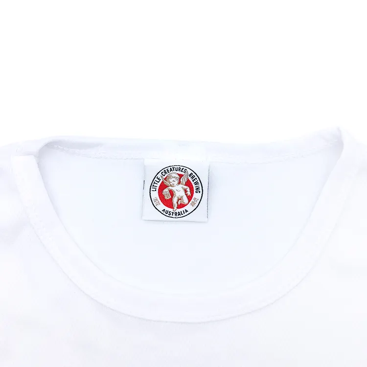 Goede Kwaliteit Custom Uw Eigen Handelsmerk Center Fold Tags Polyester Geweven Labels voor Stropdas en Caps