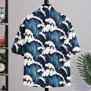 Chemise à imprimé intégral de style rétro japonais, grande taille, motif hawaïen, tendance pour les personnes en surpoids, avec fonction anti-boulochage - Product Image 4