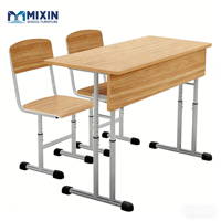Chaise et table pas chères, de qualité scolaire, pour étudiants, avec base stable et réglage de la hauteur pour deux personnes, mobilier de classe.