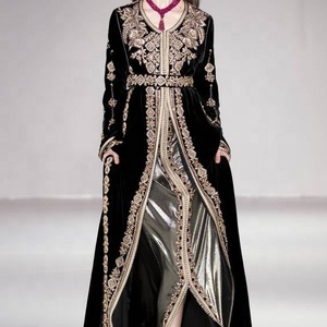 Caftan élégante, nouvelle collection 2021, tenue pour mariage et fête, robe élégante avec des perles de verre de cristal incrustées en pierre, travail - Product Image 1